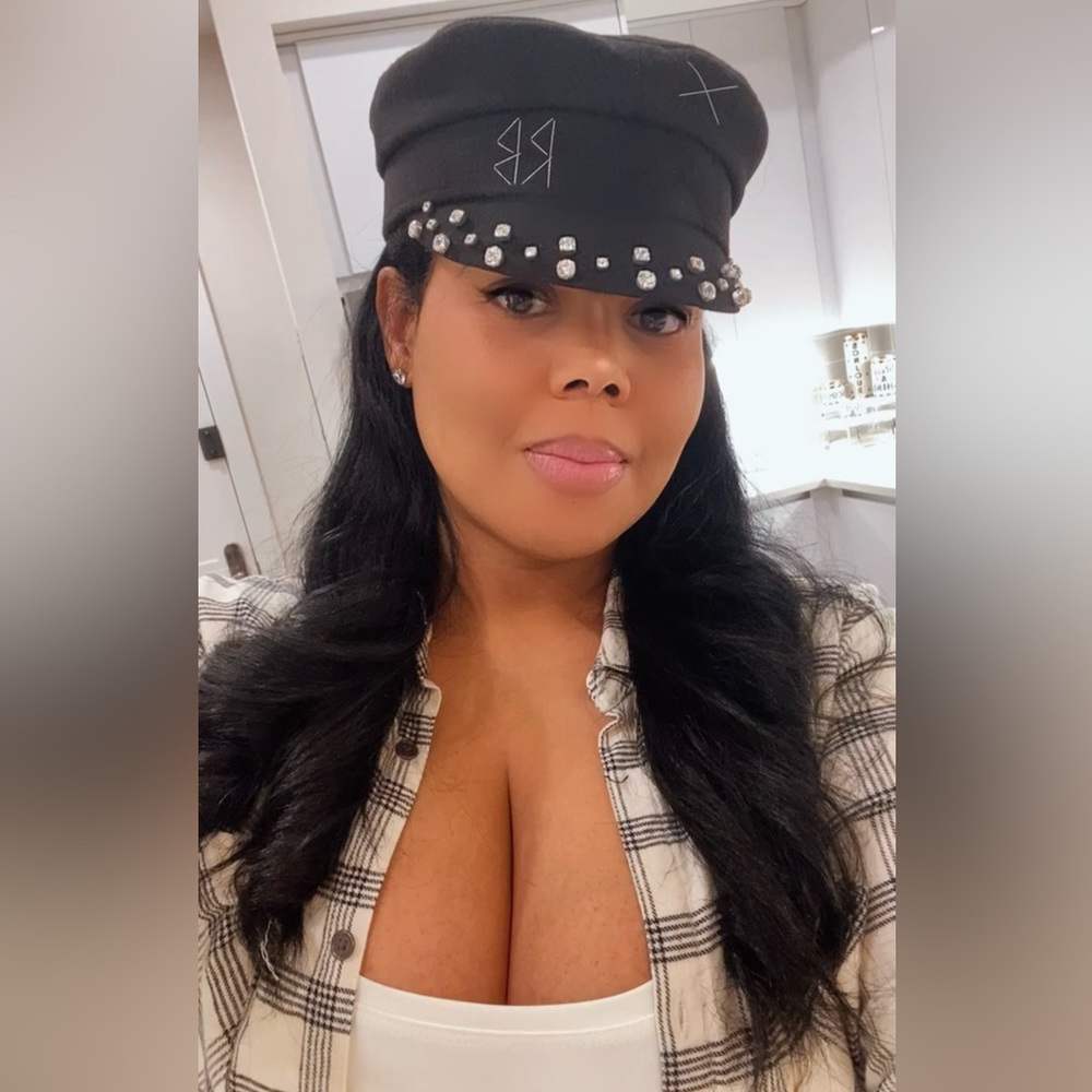 Ruslan Baginskiy Crystal Embellished Baker Boy Cap size M